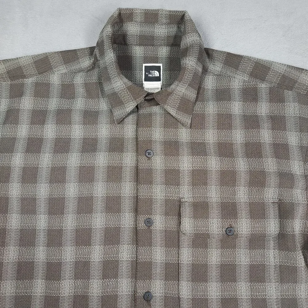 VTG The North Face Button Down Shirt Mens L Brown Plaid Gorpcore Retro Pocket